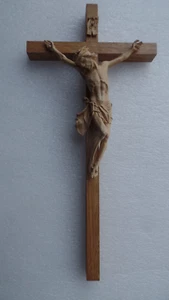 Wandkreuz mit Christus Kreuz Holz 40 cm hell Zimmerkreuz Holzkreuz Nr. 45/43 - Bild 1 von 5