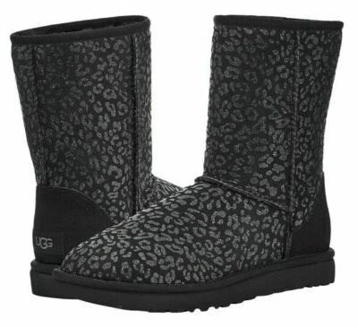 NEW UGG Uggs CLASSIC SHORT SNOW LEOPARD Black Suede Boots 6 EU 37 - Image 1 of 4