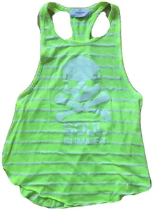 SOULCYCLE Racerback Muscle Tank Top Neon Green w White Stripes SOUL SUMMER XS - Picture 1 of 2
