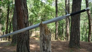 Hand Forged 5160 Carbon Steel 37" Blade Sword With Moon Design Hand Guard - Picture 1 of 8