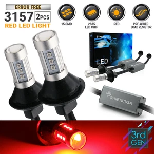 3157 Error Free Red 15-LEDs Brake Rear Tail Turn Signal Parking Lamp Light Bulbs - Picture 1 of 13