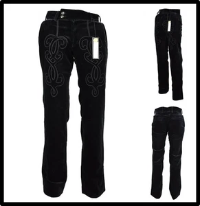 pantaloni uomo neri eleganti invernali pantalone a vita bassa velluto 44 dritti - Foto 1 di 10