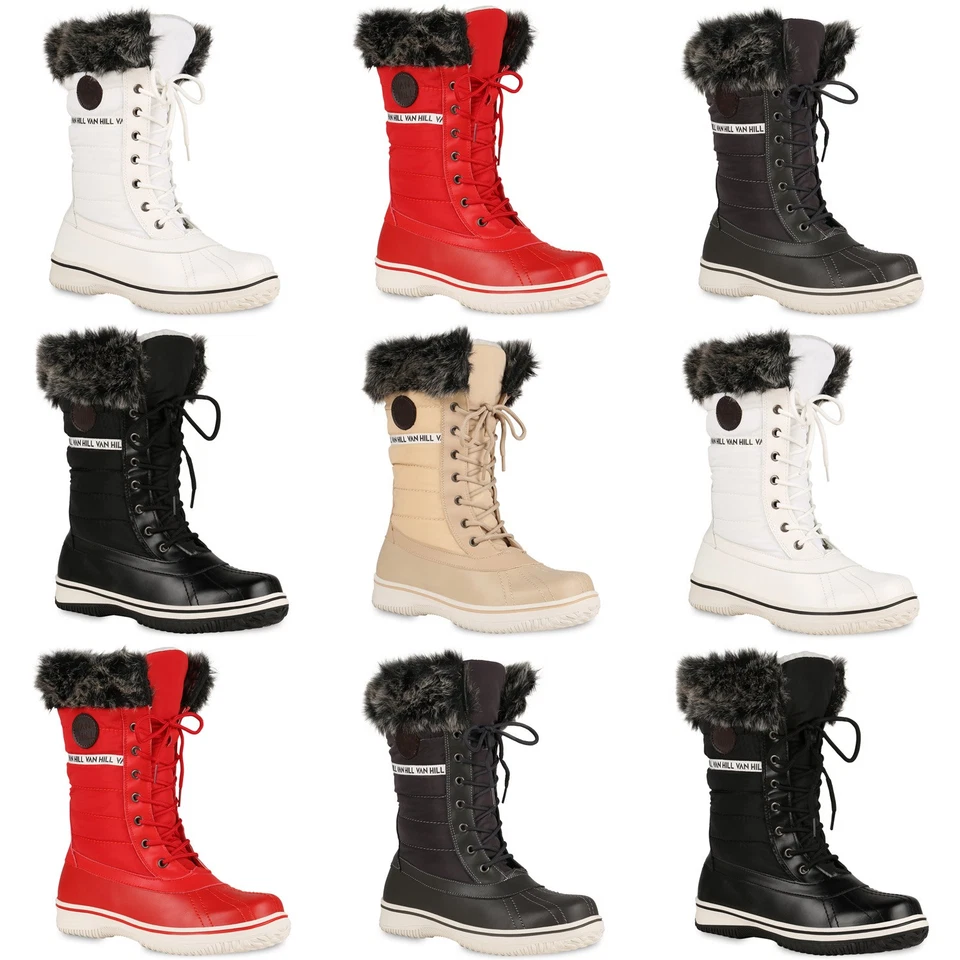 MARKENLOS Warm Gefütterte Damen Stiefeletten Winterboots Stiefel Schuhe 838030 Mode