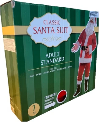Christmas - Classic Santa Suit - Adult  Standard  7 Piece Costume includes Beard - Image 1 of 4