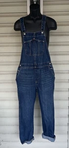 Gap Slouchy Womens Overalls Sz 8 Medium Wash Blue Denim Pockets Straight Leg Adj - Picture 1 of 16