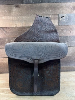 Bolsos de montar vintage de cuero floral de vaquero occidental  Foto 1 de 4