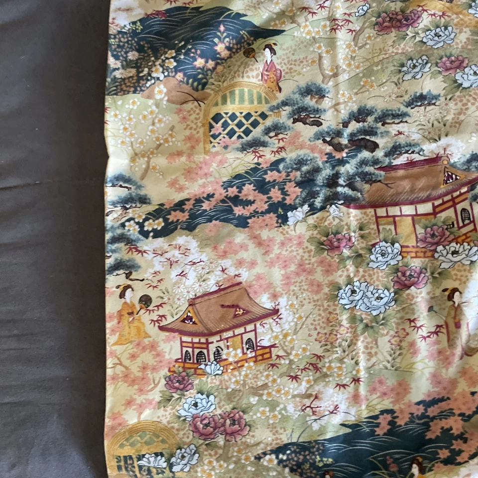 2 fronhas Cuddledown padrão/rainha asiática gueixa 100% algodão - Imagem 1 de 4