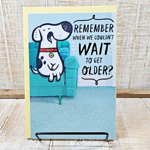Hallmark Birthday Greeting Card 5x7 Dog Green Yellow Sofa Older Humor - Picture 1 of 7