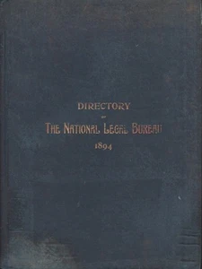 Law / Directory of the National Legal Bureau Containing List 1st ed 1894 Georgia - Imagen 1 de 1