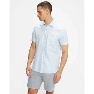 Ted Baker London Herren Blau Leinen/Baumwolle Civiche Kurzarm Hemd Größe 5 / XL - Bild 1 von 7
