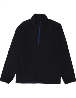 CHAMPION Boys Zip Neck Fleece Jumper 9-10 Years Medium Navy Blue NA02 - Image 1 of 3