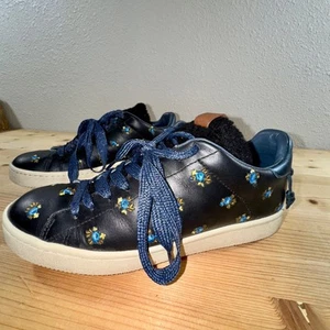 Coach Floral Applique Leather Sneakers Fashion Sneakers Size 7.5 - Picture 1 of 9