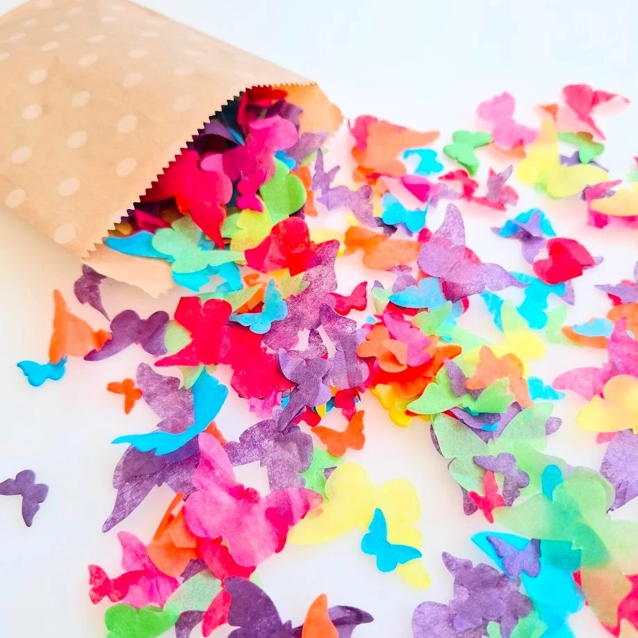 Papel de tecido biodegradável para casamento confete borboletas - arco-íris - Imagem 1 de 4