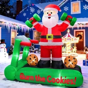 7 Fuß lustiger Weihnachtsmann auf Laufband beleuchtet Weihnachten aufblasbare Außendekorationen - Bild 1 von 5