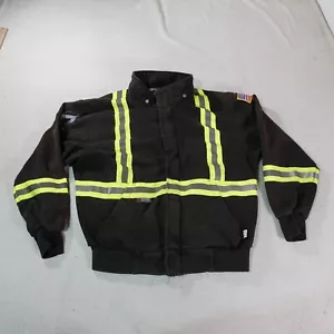 Fire Resistant Jacket Mens Large Gray Reflective Stripe Safety Cat 2 Zip 100117 - Picture 1 of 24