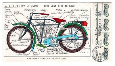 1899 Motorcycle 5c Transportation Coil 1983 FDC  PNC 2 Langer Cachet - Image 1 of 2