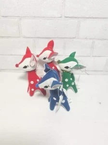 Target Wondershop 2022 Retro Felt Fabric Deer Ornaments Red Green Blue  5in Nwt - Picture 1 of 4