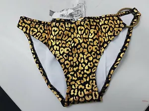 NEW Sheridyn Fisher Women Swimwear Bikini Bottom Pants Metallic Gold Size 8 S - Picture 1 of 2