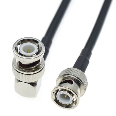 BNC male to BNC male plug Right Angle connector lot RF Coaxial Coax Cable RG58 - Image 1 of 3