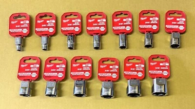 NEW Milwaukee 3/8" DR SAE Shallow Sockets 6 Pt. FOUR Sides- Select Size-F.Ship - Image 1 of 3