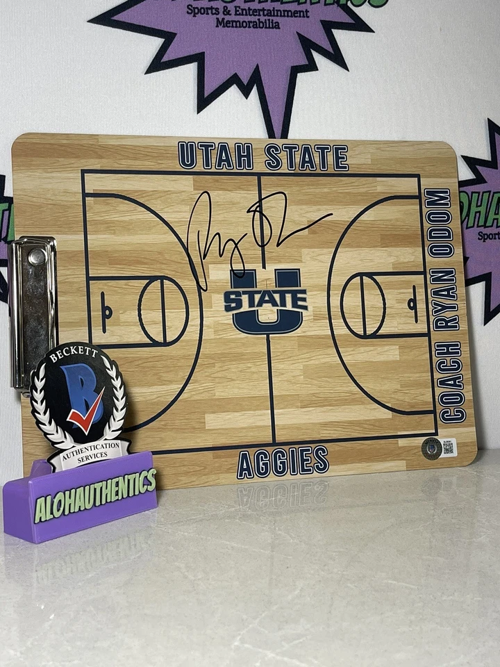 RYAN ODOM SIGNED UTAH STATE AGGIES BASKETBALL CLIPBOARD BECKETT BAS COA AUTO - Image 1 of 1