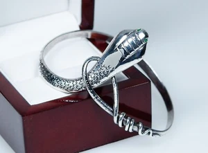 Silber - antikes Schlangen-Armband mit Smaragden - Handarbeit - Picture 1 of 9