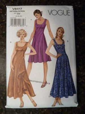 Vogue V8417 Misses Dress in 2 Styles w/Underdress 2007 Pattern size 4-6-8 Uncut - Image 1 of 2