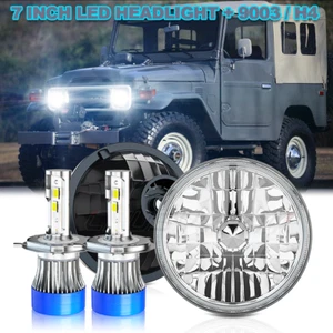 Pair 7inch Round Led Headlights For TOYOTA LAND CRUISER FJ40 FJ60 J80 1965-1985 - Picture 1 of 12