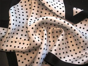 14" Silk Pocket Square White /Black Polka/black border- "the Harry S. Truman"-B1 - Picture 1 of 2