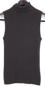 Preswick & Moore Top Women's Size PL Petite Black Sleeveless Ribbed Turtleneck - Picture 1 of 3