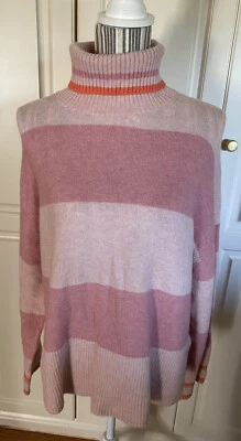 NWT J. Crew Striped Turtleneck Sweater in Supersoft Yarn Punk Peony Size Small - Image 1 of 4