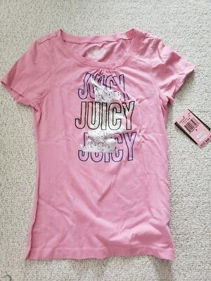 Juicy Couture Pink Fanciful #19 Short Sleeve Crew T-Shirt Size: 8 NEW WITH TAG - Image 1 of 4