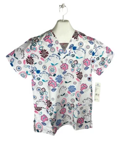 New Fundamentals Scrub Top Floral Pattern Size XS Free US Shipping - Picture 1 of 4