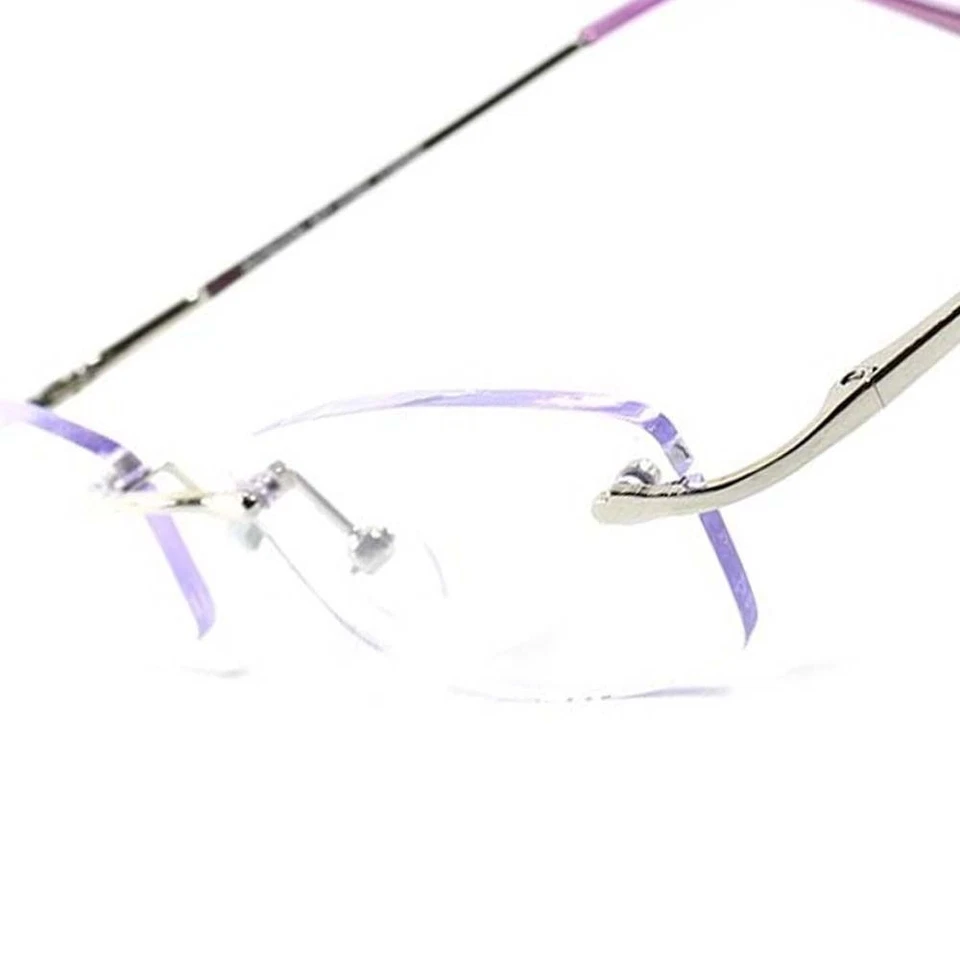 Óculos de sol masculino feminino sem moldura tom roxo claro moderno elegante retangular - Imagem 1 de 4