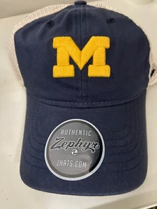 Michigan Wolverines Trucker Style Mesh Back Zephyr Adjustable Hat Mens - Picture 1 of 4
