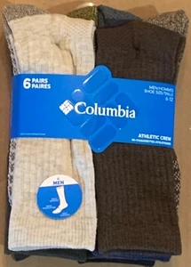 NUOVO! Calze Columbia Athletic Crew 6 paia multicolore uomo taglia 6-12 SPEDIZIONE GRATUITA! - Foto 1 di 5