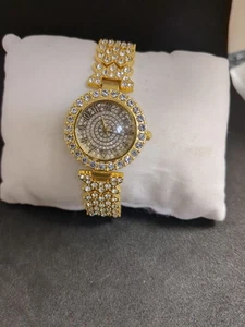 damen armbanduhr kunstgold & diamant - Bild 1 von 9