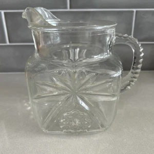 Anchor Hocking Early American Prescut EAPC 40 oz. Square Pitcher Star Of David - Picture 1 of 6