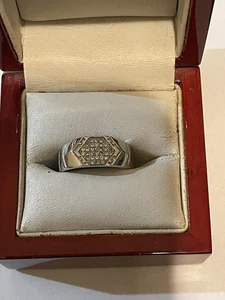 Men's 925 Silver Ring Real Simulated Diamonds - Picture 1 of 4