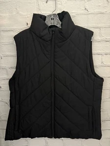 NY & Company Solid Black Puffer Vest Full Front Zip EUC Women's Size XL - Picture 1 of 8