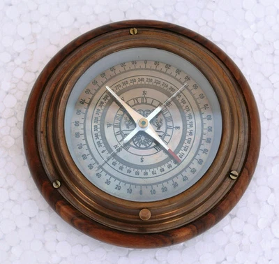 Brass and Wood Compass – Vintage Style Decorative Compass for Home or Office - Image 1 of 4