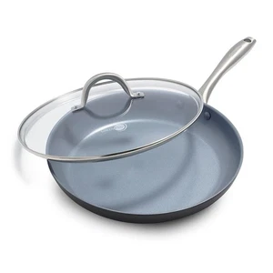 Sartén Lima anodizada dura de 12" con tapa, cerámica antiadherente, sin PFAS - Imagen 1 de 5