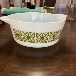 Vintage Pyrex Verde grün quadratische Auflaufform 475 Blumen ohne Deckel - Bild 1 von 12