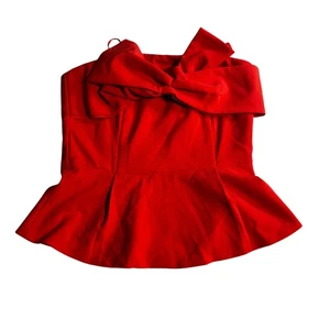 Adelyn Rae Red Strapless Bow Peplum Top Party Cocktail Anthropologie - Picture 1 of 7