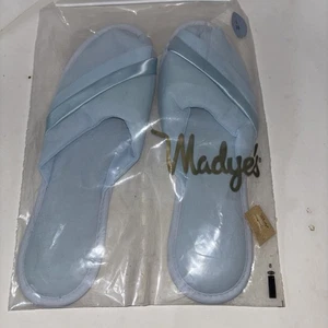 Madye's offene Zehenpartie Hausschuhe Glamour Skuffs Vintage blau Größe Large 8-9 waschbar - Bild 1 von 9