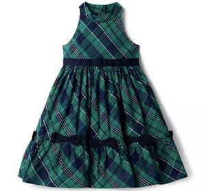 Janie And Jack Ferry grün/schwarz kariert Schleife Urlaub wadenlanges Kleid Gr. 3 neu mit Etikett - Bild 1 von 10