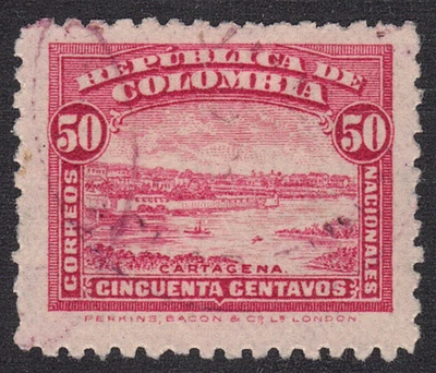Colombia SC# 346 1917 - Vista de Cartagena - Usado Foto 1 de 2