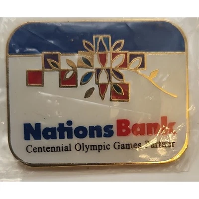 2000 Nations Bank Centennial Olympic Games Partner Lapel Hat Pin Pinback 1.5" - Image 1 of 2