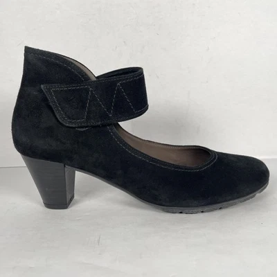 Zapatos Gabor Mary Jane para mujer talla 6,5 negros gamuza bloque tacón correa confort Foto 1 de 4