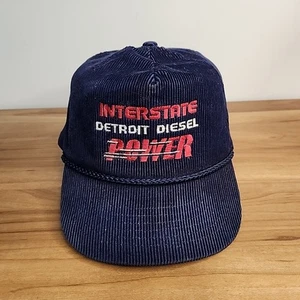 Gorra azul camionero cuerda pana diésel interestatal Detroit vintage - Imagen 1 de 6